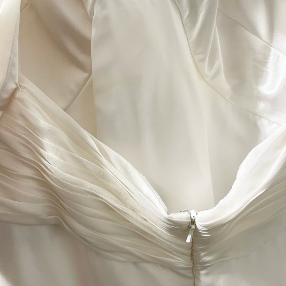 AIDAN MATTOX SILK IVORY BEADED KEYHOLE NECK EVENING GOWN SIZE 6 - Picture 8 of 13